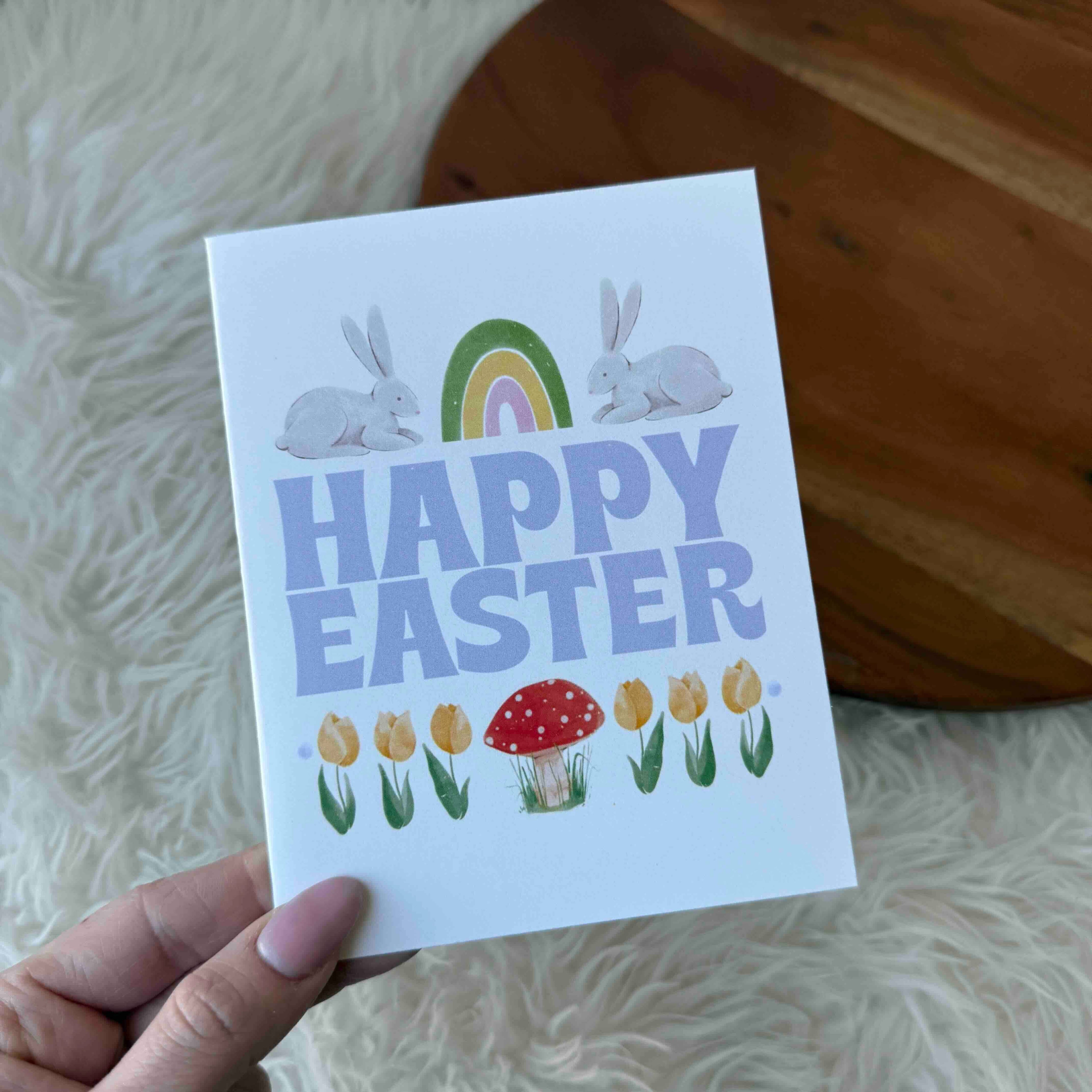 Happy Easter Bunny and Icons Greeting Card