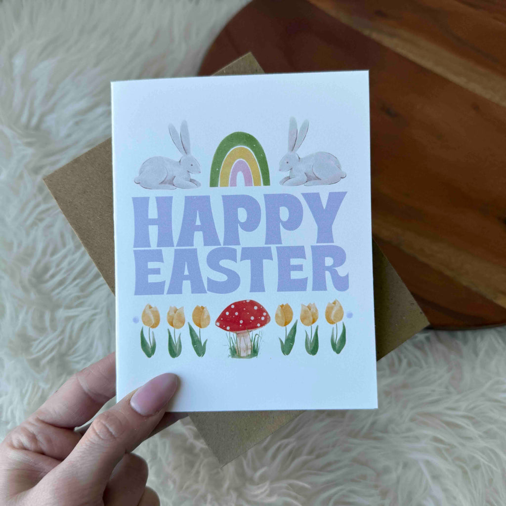 Happy Easter Bunny and Icons Greeting Card