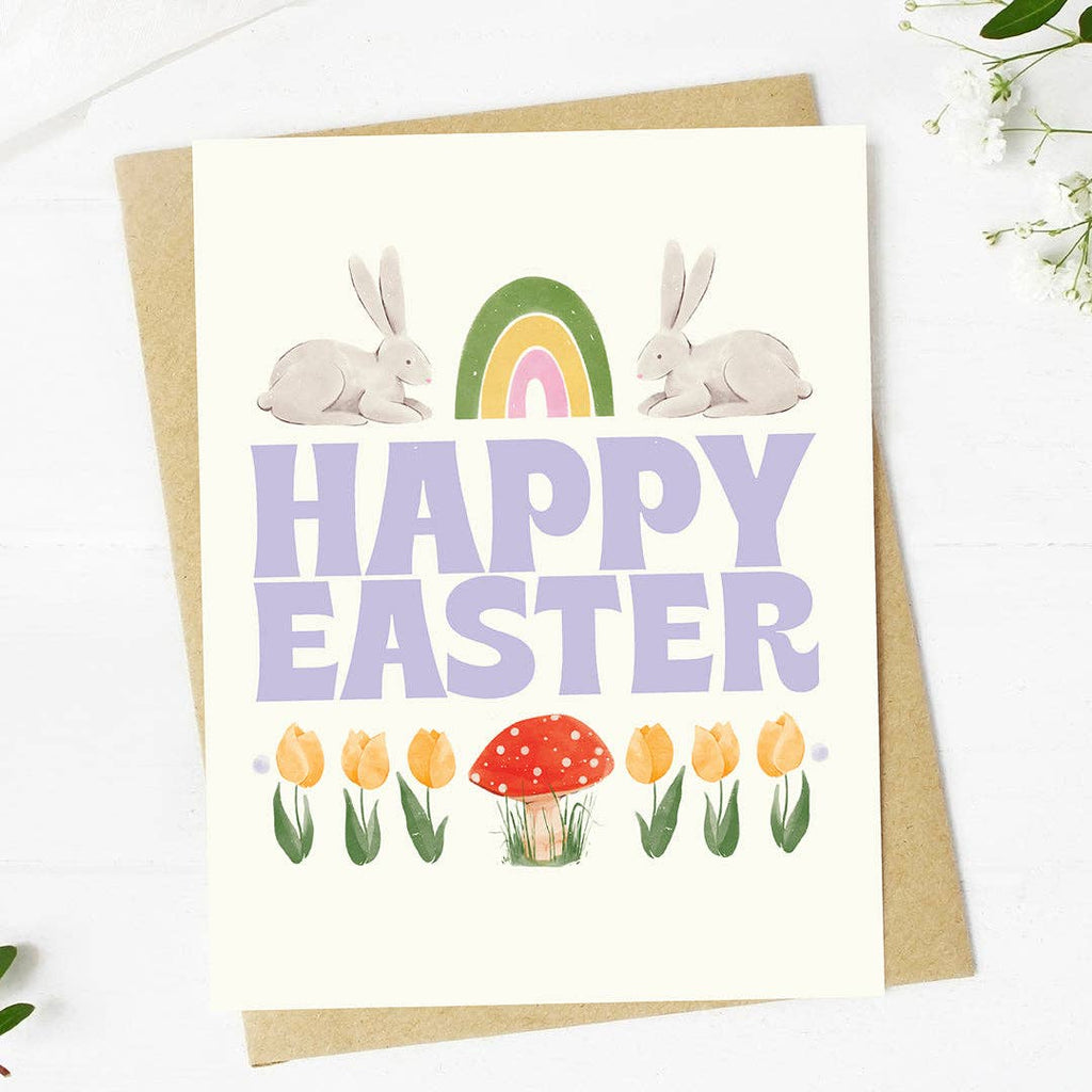 Happy Easter Bunny and Icons Greeting Card