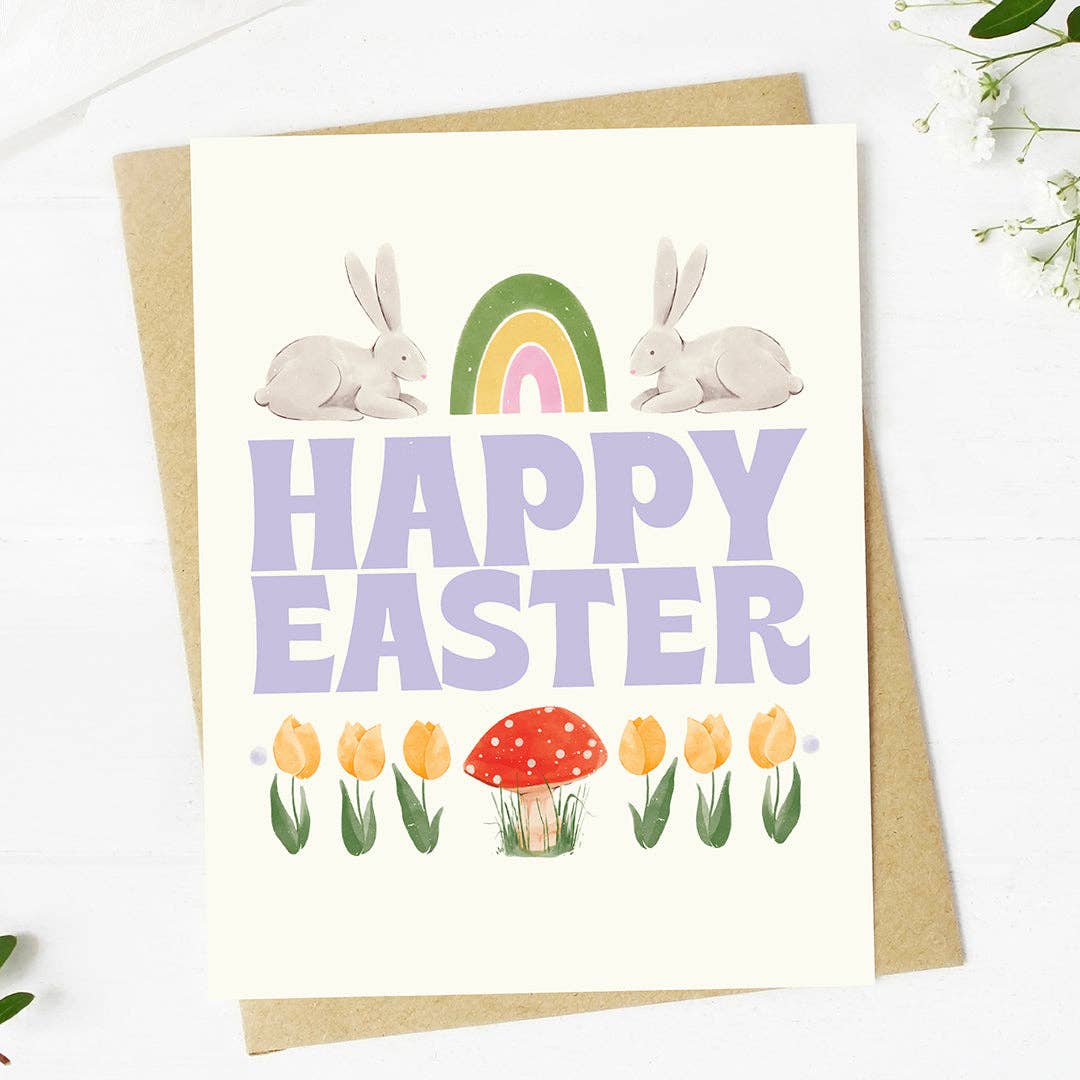 Happy Easter Bunny and Icons Greeting Card
