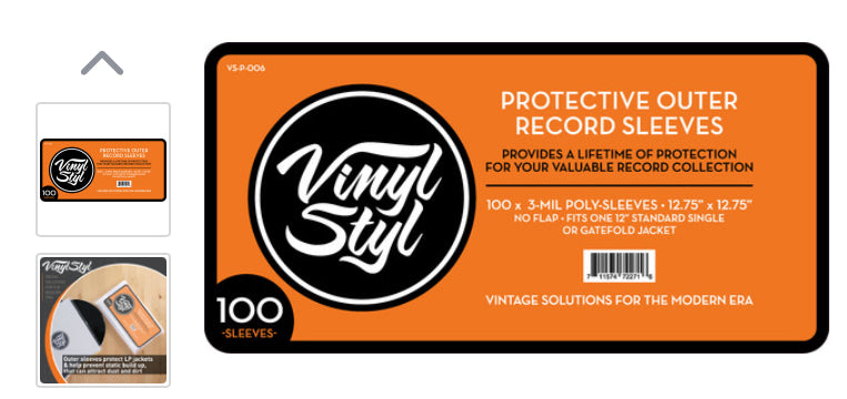 Vinyl Styl® 12 Inch Outer Record Sleeves - Open Top - 100 Count - (Clear)