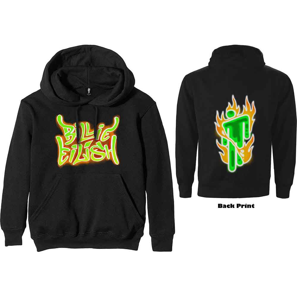 Billie Eilish Airbrush Flames Blohsh Black