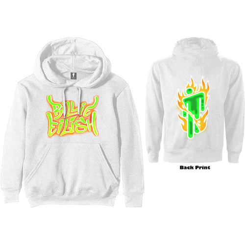 Billie Eilish Airbrush Flames Blohsh White