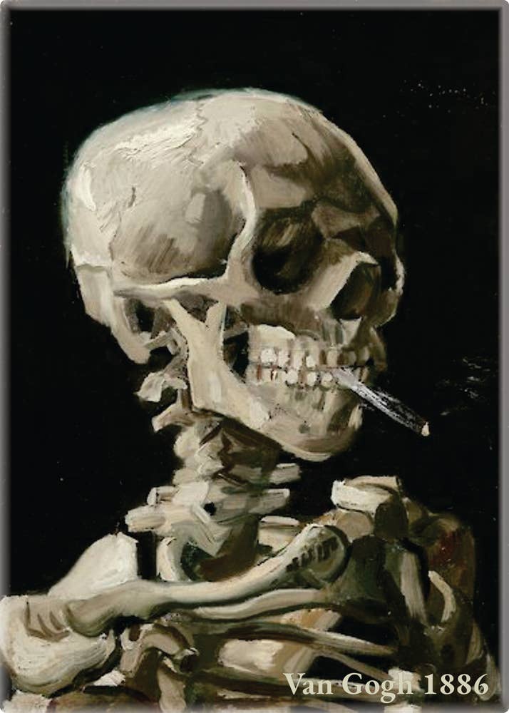 Magnet - Van Gogh Skull With Cigarette 1886 Gothic Art Repro