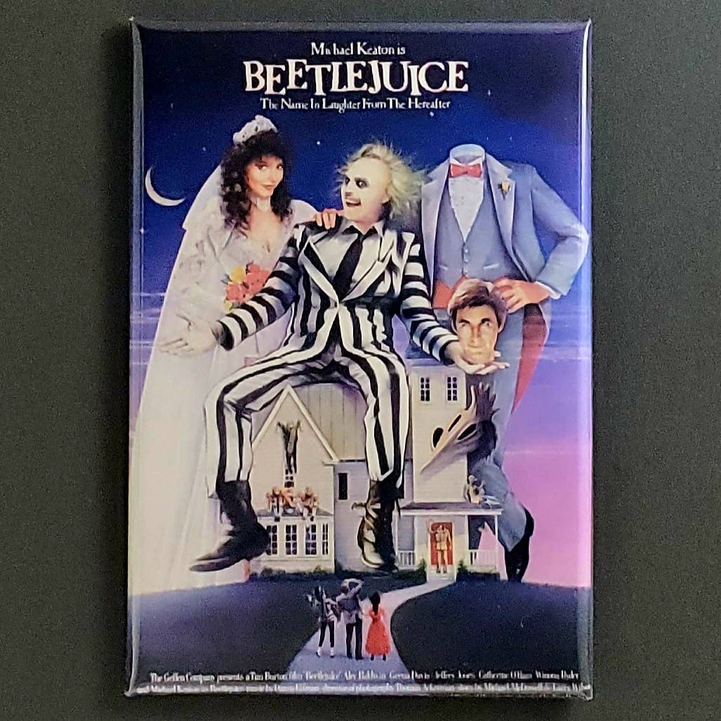 BEETLEJUICE Movie Magnet, Button, Wholesale, Lot, DVD, Batman, Tim Burton: (1) Magnet
