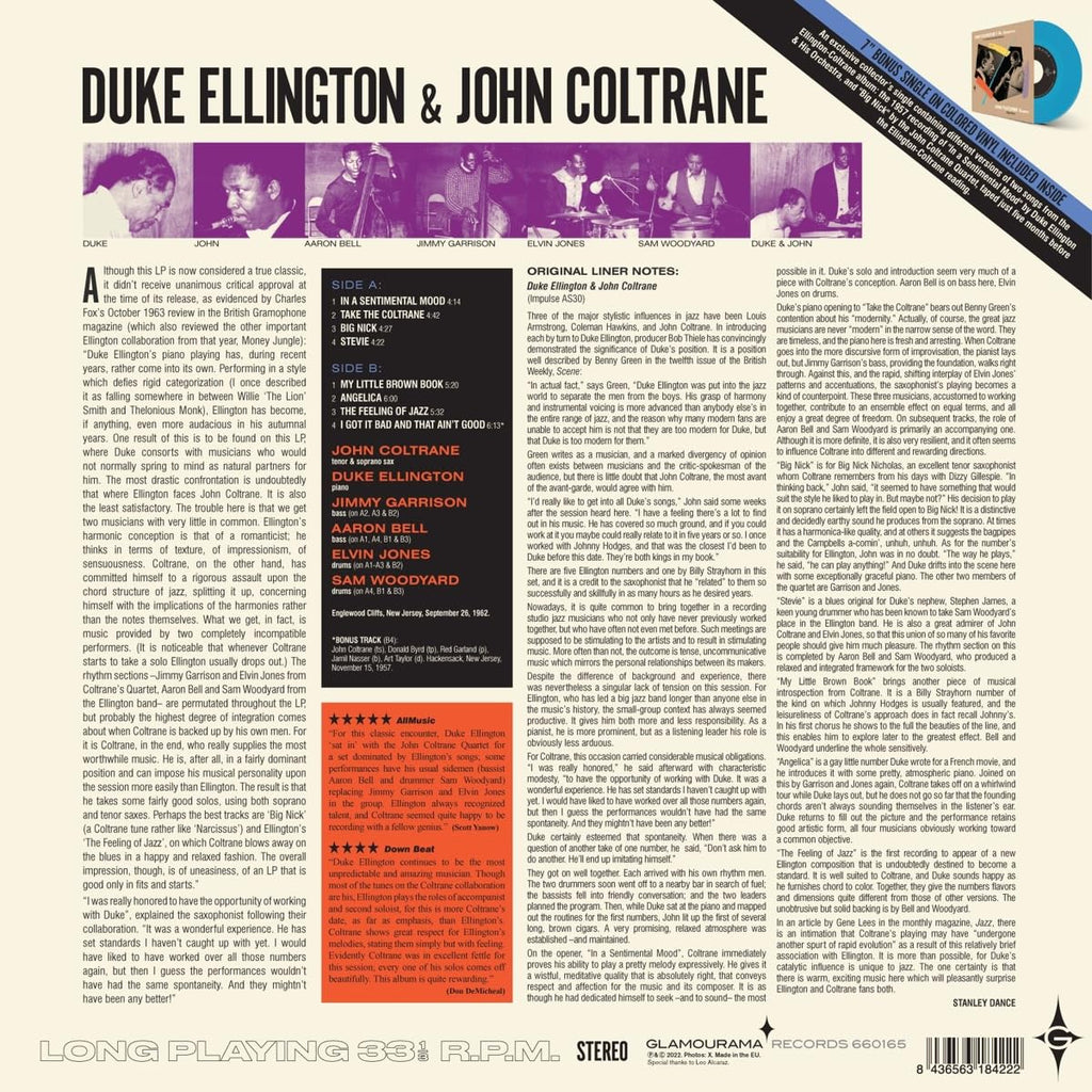 Duke Ellington & John Coltrane Duke Ellington & John Coltrane (180 Gram Blue Colored Vinyl with Bonus 7-Inch) [Import]