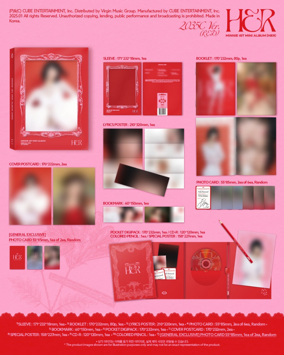 Minnie ((G)I-DLE) Her [2035C Ver.] (Booklet, Pencil, Photo / Photo Card, Poster, Postcard)